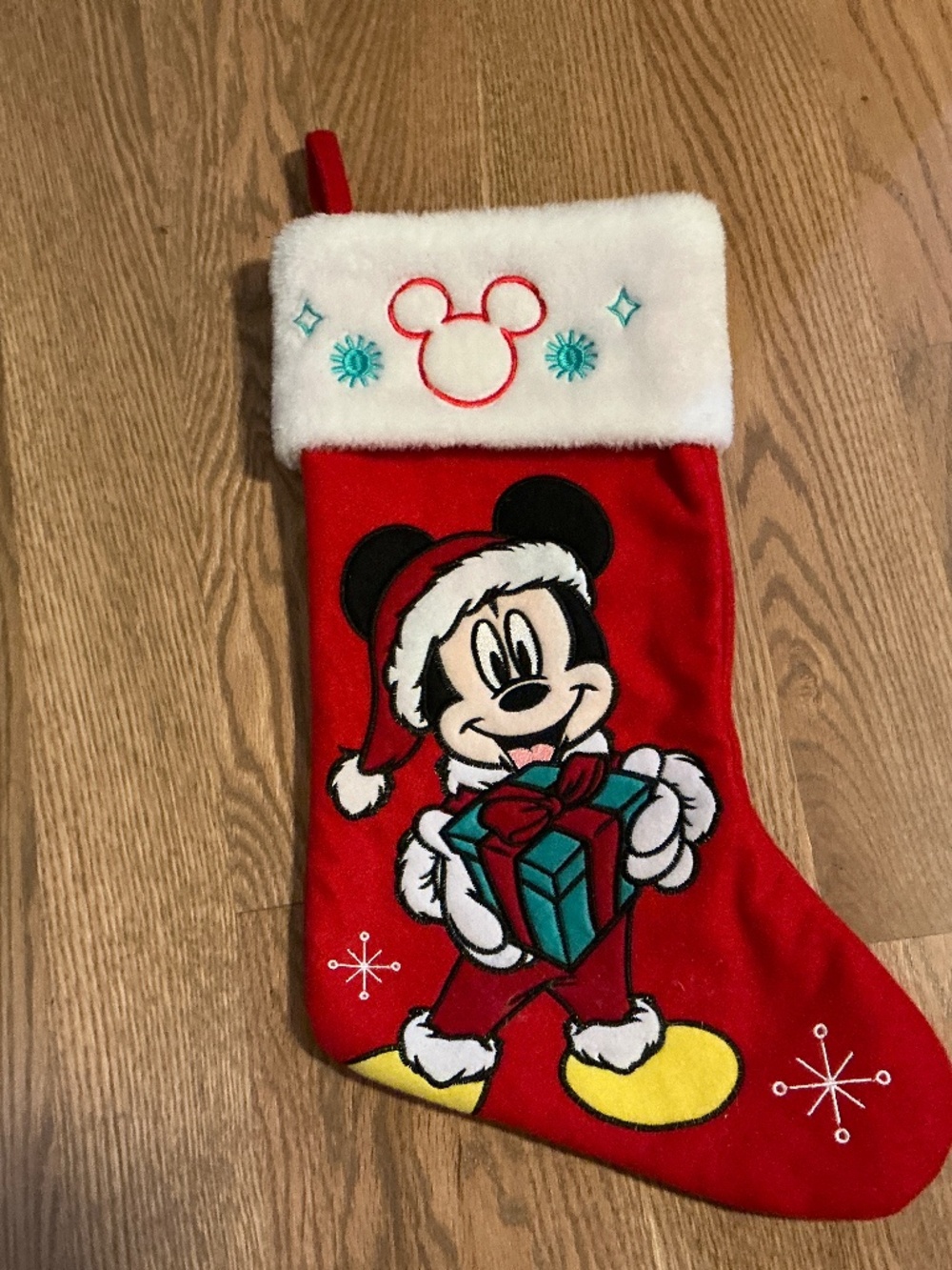 Disney Mickey Christmas Stocking Red, Mickey with Present